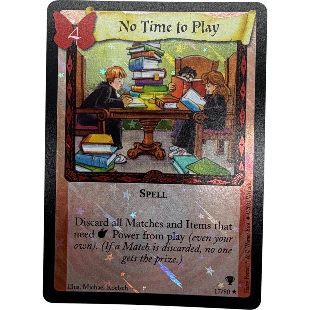 Harry Potter TCG No Time to Play 17/80 Rare Holofoil Spell Card 2001 Vintage